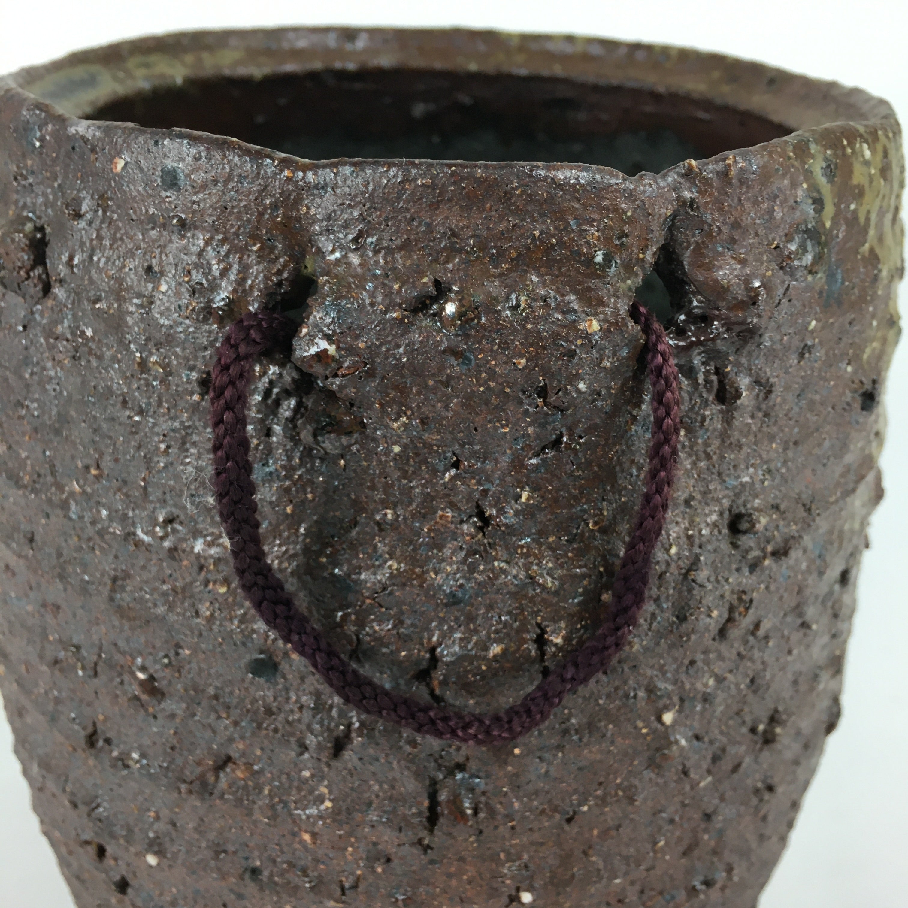 Japanese Ceramic Flower Vase Vtg Kabin Ikebana Arrangement Brown FV963