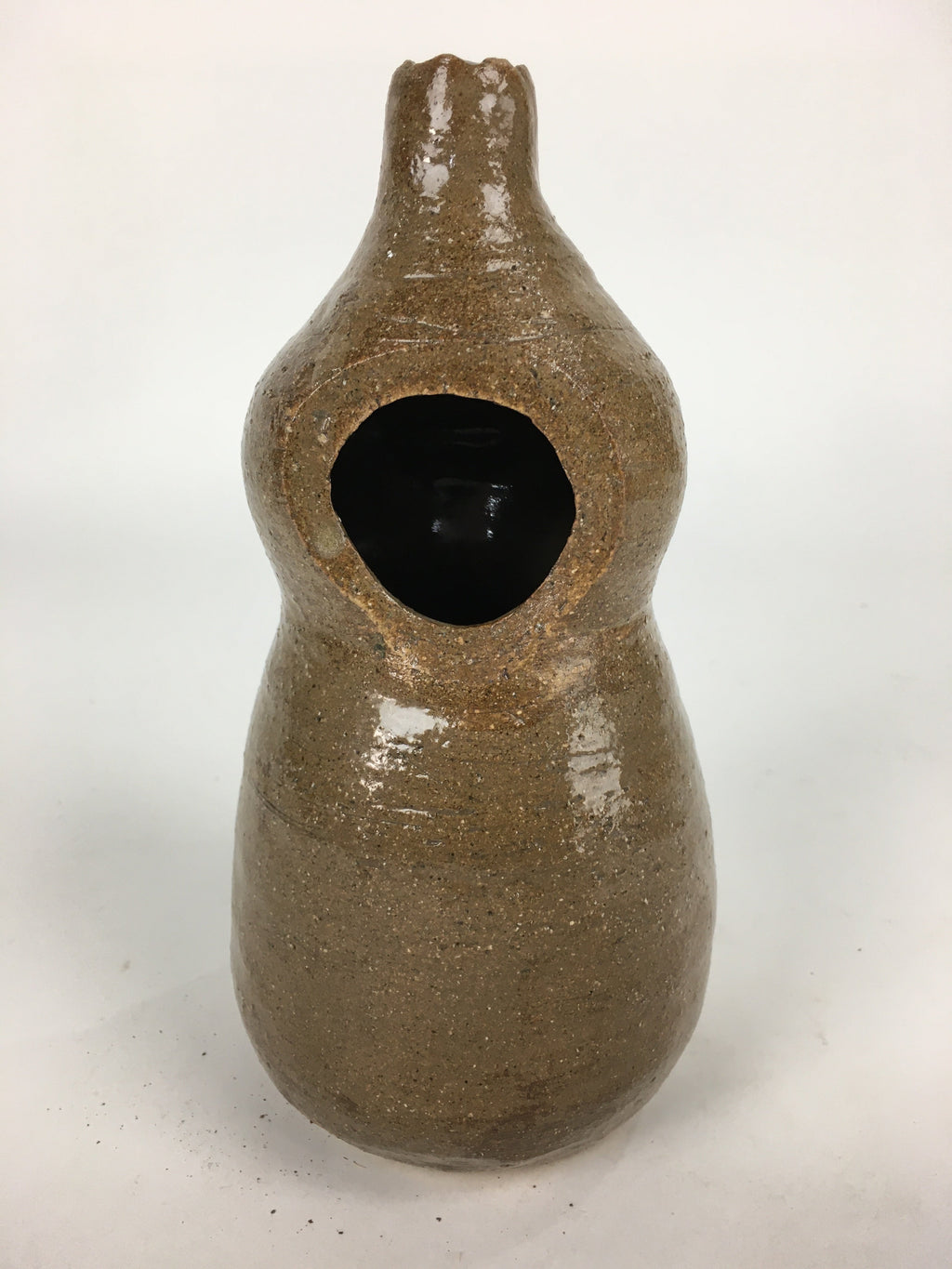 Japanese Ceramic Flower Vase Vtg Kabin Ikebana Arrangement Brown FV970
