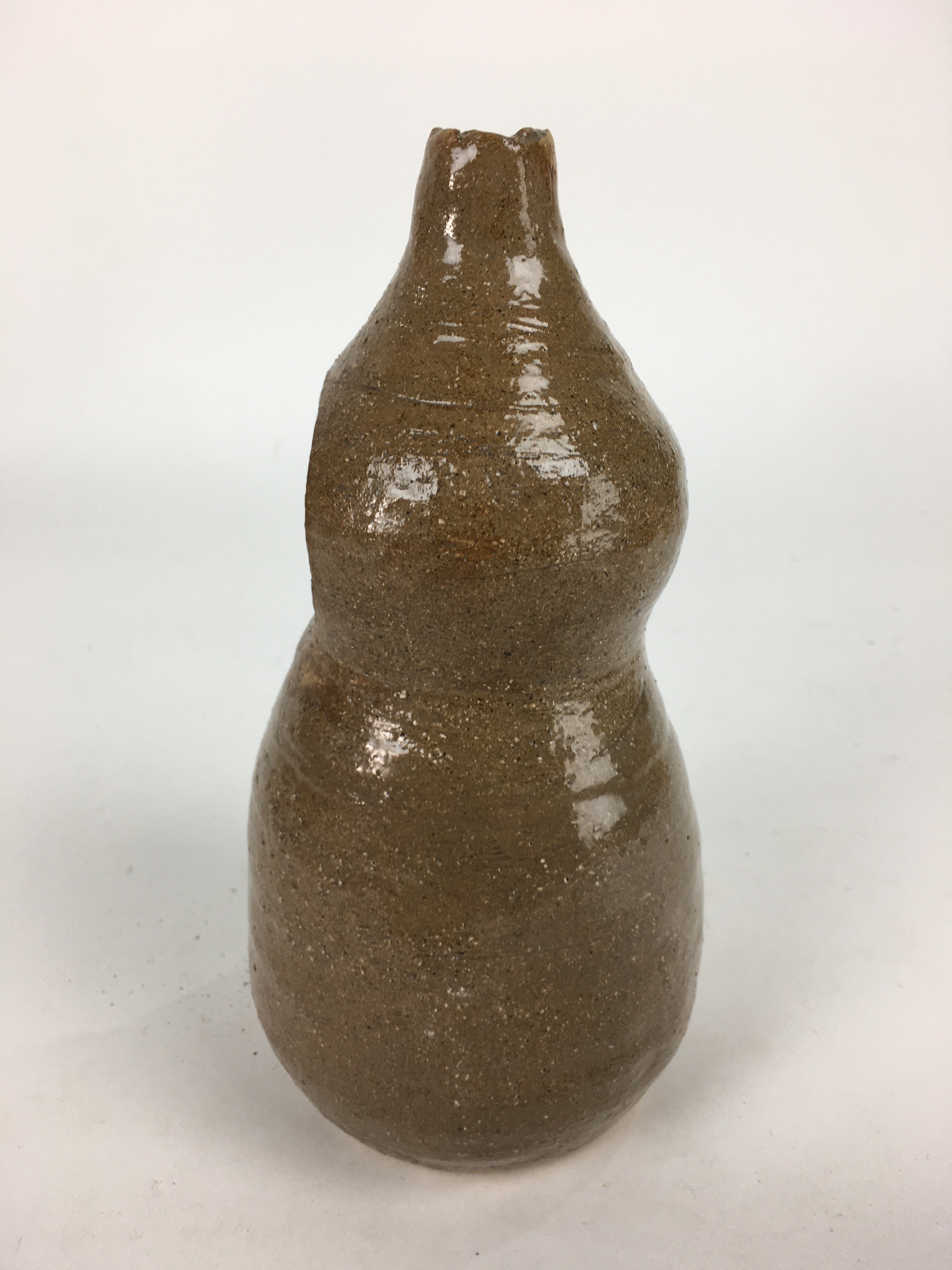 Japanese Ceramic Flower Vase Vtg Kabin Ikebana Arrangement Brown FV970