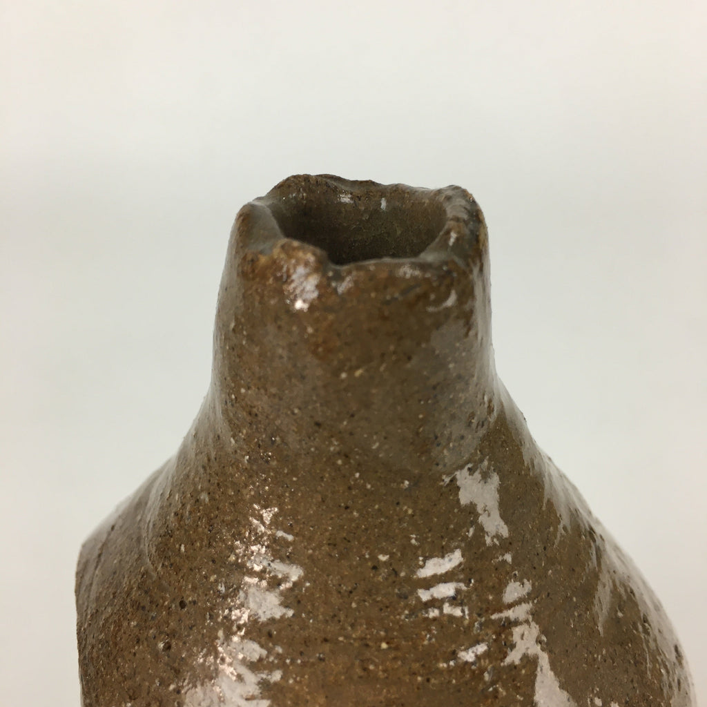 Japanese Ceramic Flower Vase Vtg Kabin Ikebana Arrangement Brown FV970