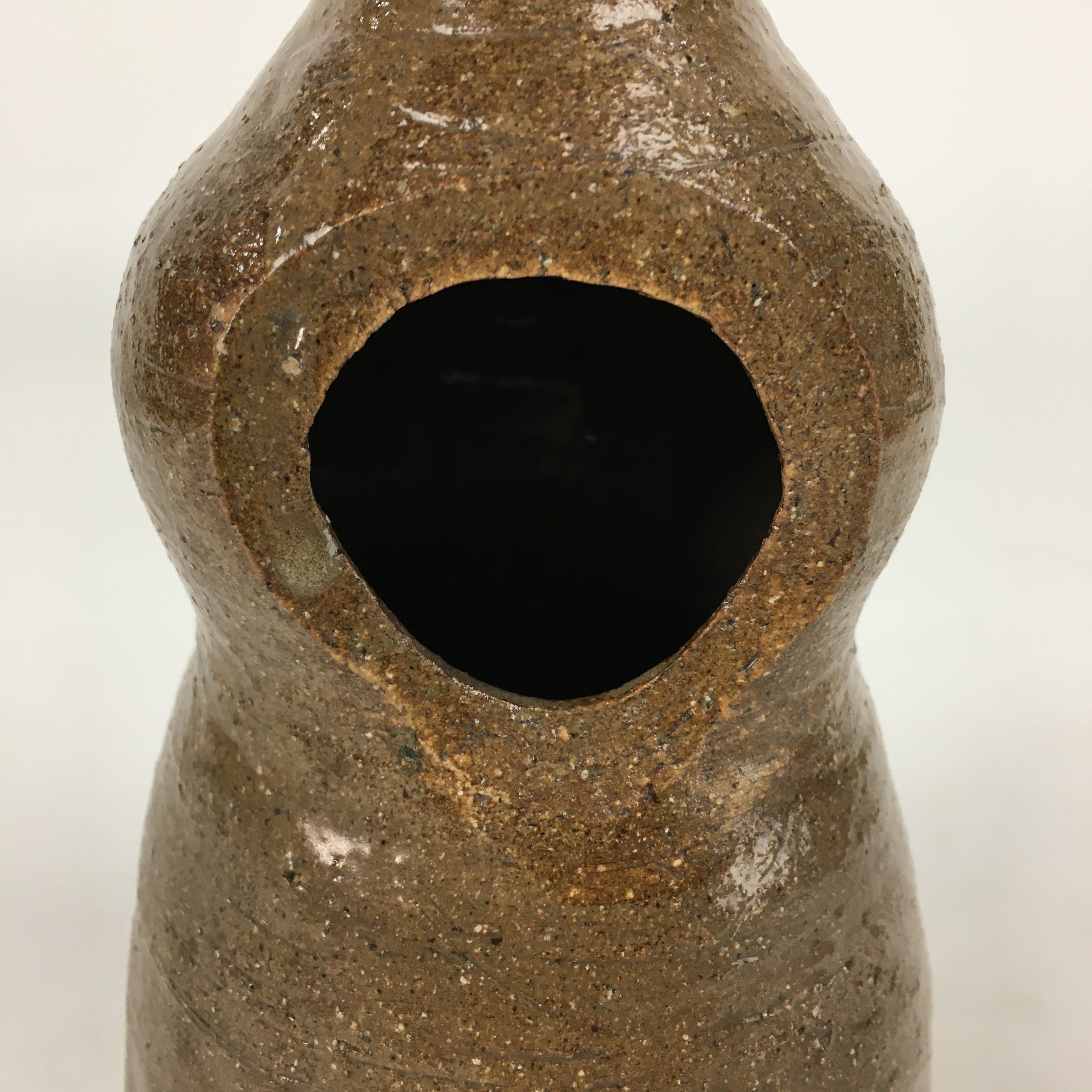 Japanese Ceramic Flower Vase Vtg Kabin Ikebana Arrangement Brown FV970