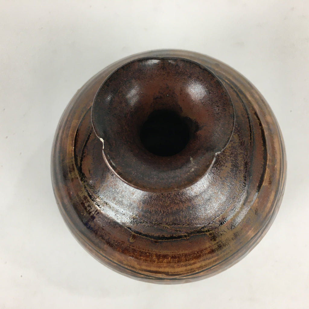 Japanese Ceramic Flower Vase Vtg Kabin Ikebana Arrangement Brown FV971