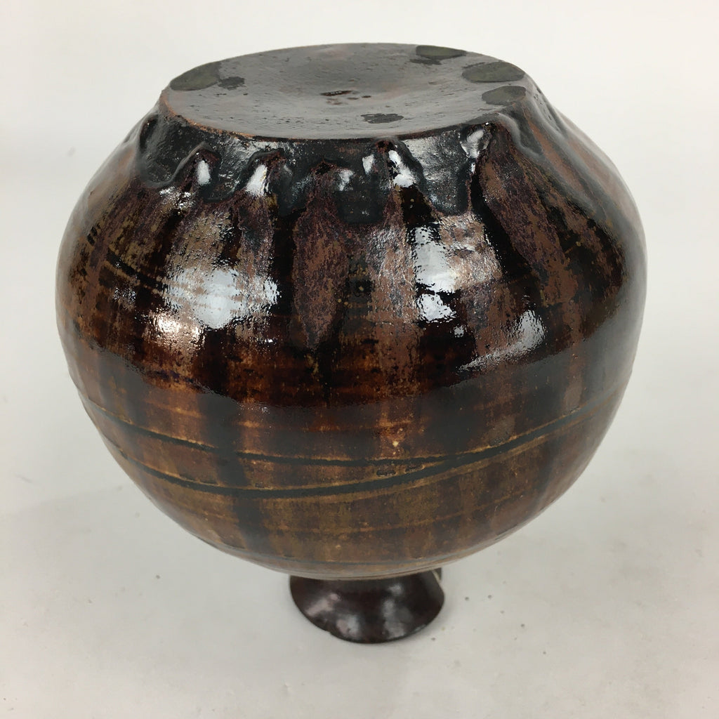 Japanese Ceramic Flower Vase Vtg Kabin Ikebana Arrangement Brown FV971