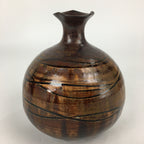 Japanese Ceramic Flower Vase Vtg Kabin Ikebana Arrangement Brown FV971
