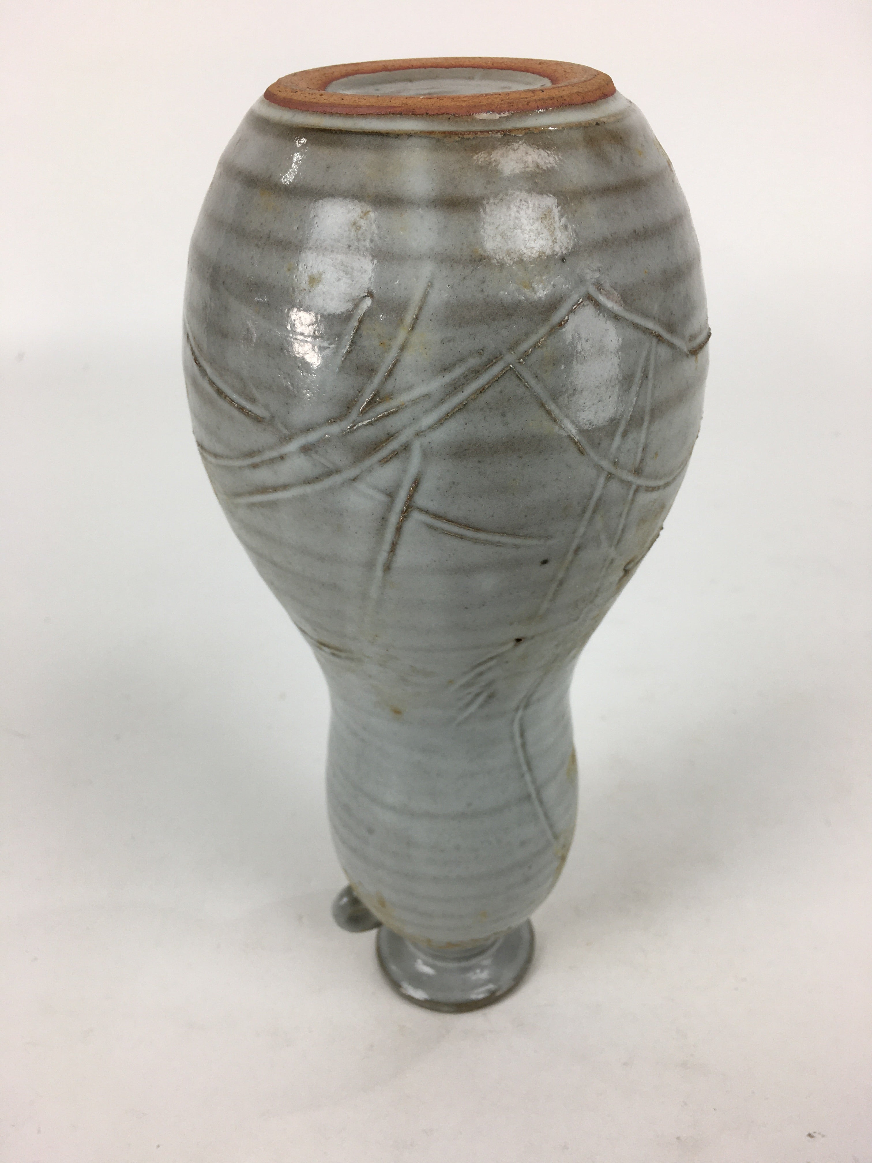 Japanese Ceramic Flower Vase Vtg Kabin Ikebana Arrangement White FV968
