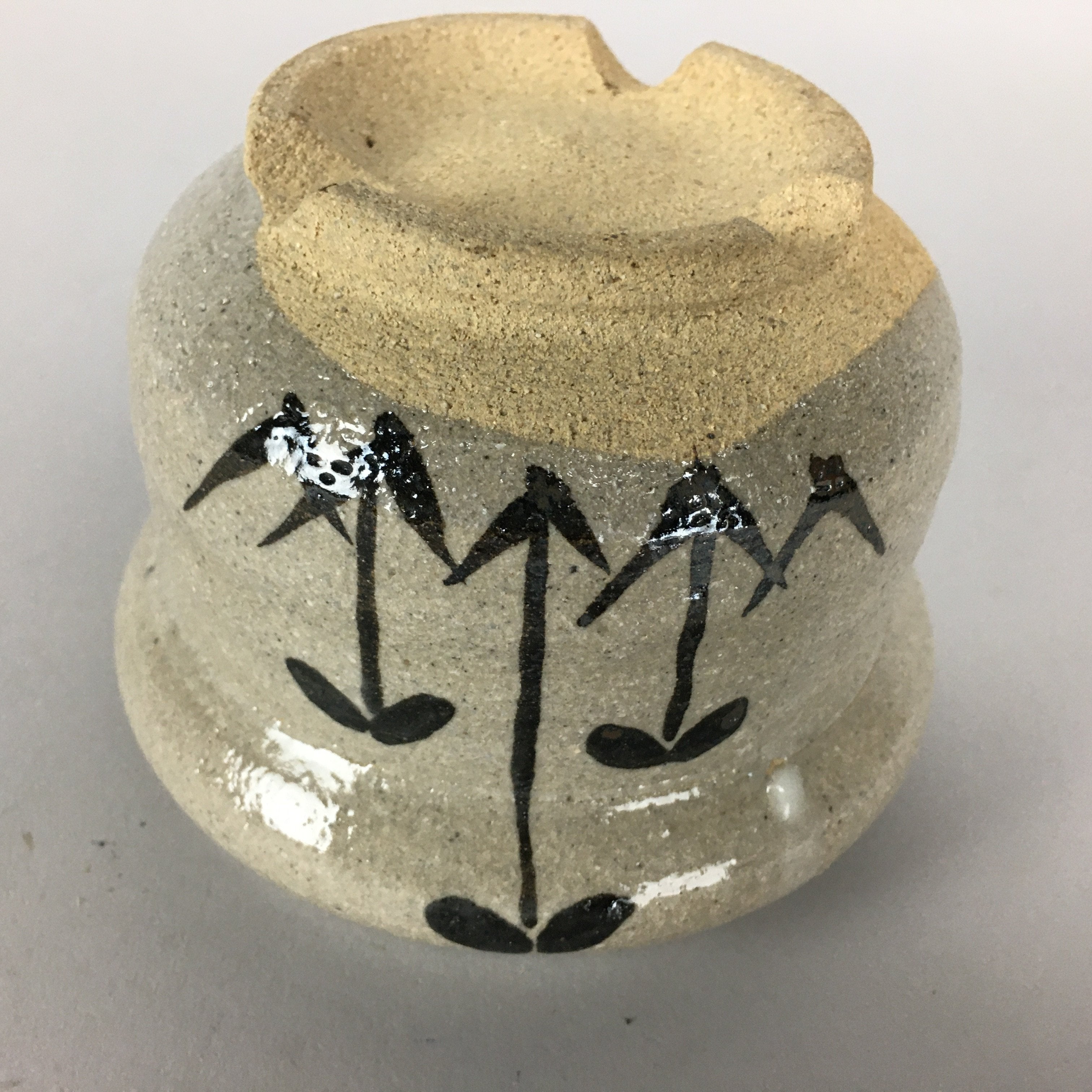 Japanese Ceramic Flower Vase Vtg Pottery Ikebana Arrangement Tsubo PP458
