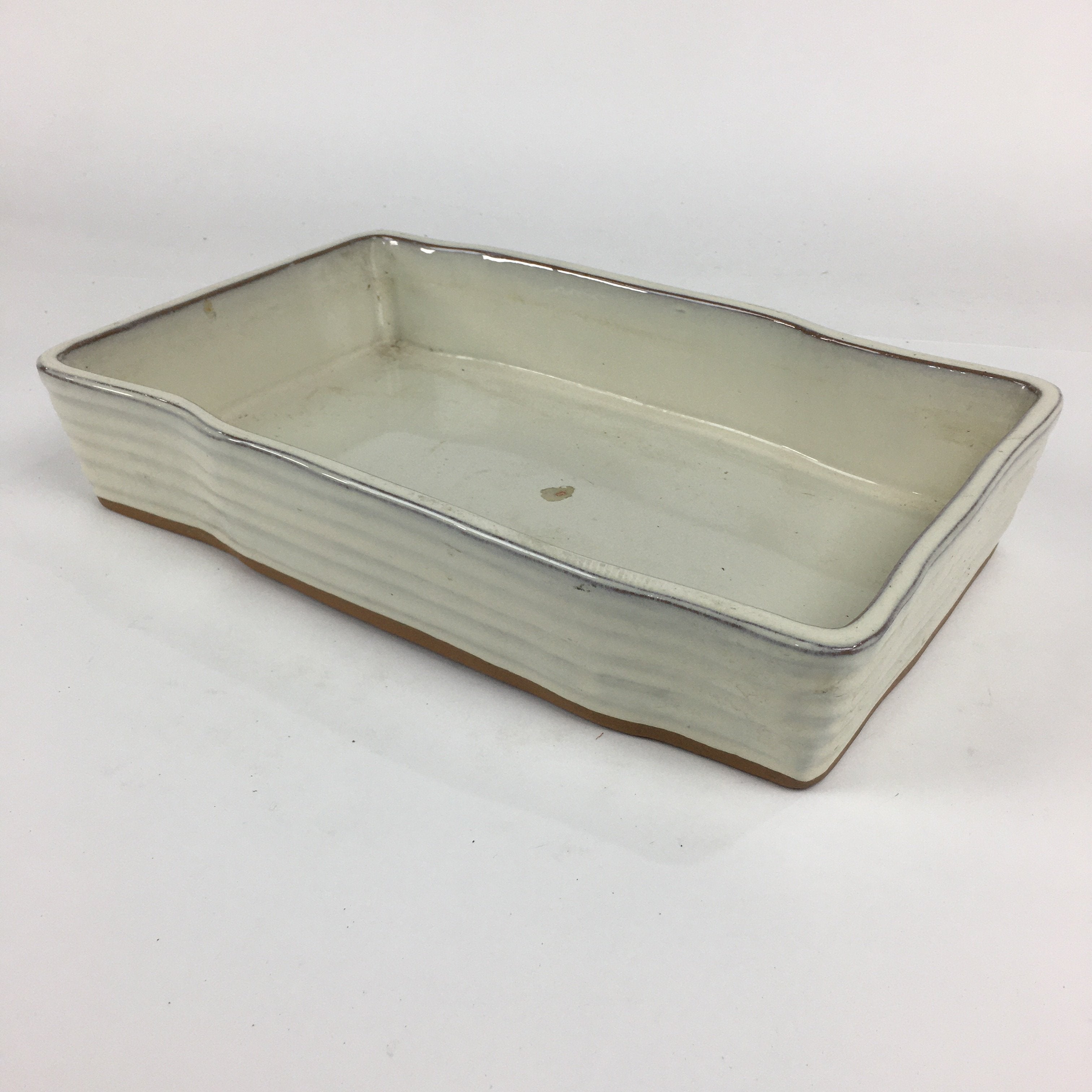 Japanese Ceramic Flower Vase Vtg Pottery Suiban Ikebana Arrangement PP754