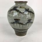 Japanese Ceramic Flower Vase Vtg Round Kabin Ikebana Arrangement FV965