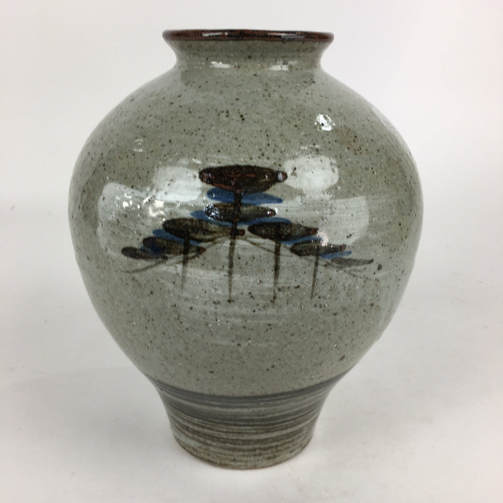 Japanese Ceramic Flower Vase Vtg Round Kabin Ikebana Arrangement FV965