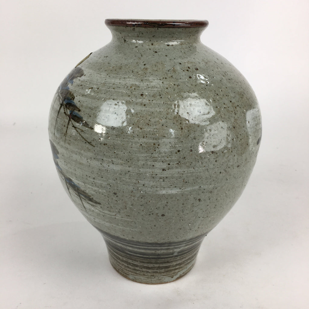 Japanese Ceramic Flower Vase Vtg Round Kabin Ikebana Arrangement FV965