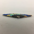 Japanese Ceramic Folding fan Vtg Okimono Decoration Gold Blue JK189