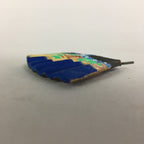 Japanese Ceramic Folding fan Vtg Okimono Decoration Gold Blue JK189