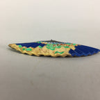 Japanese Ceramic Folding fan Vtg Okimono Decoration Gold Blue JK189
