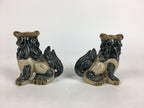 Japanese Ceramic Foo Dog Pair Statue Vtg Shishi Komainu Okimono BD793