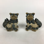 Japanese Ceramic Foo Dog Pair Statue Vtg Shishi Komainu Okimono BD793