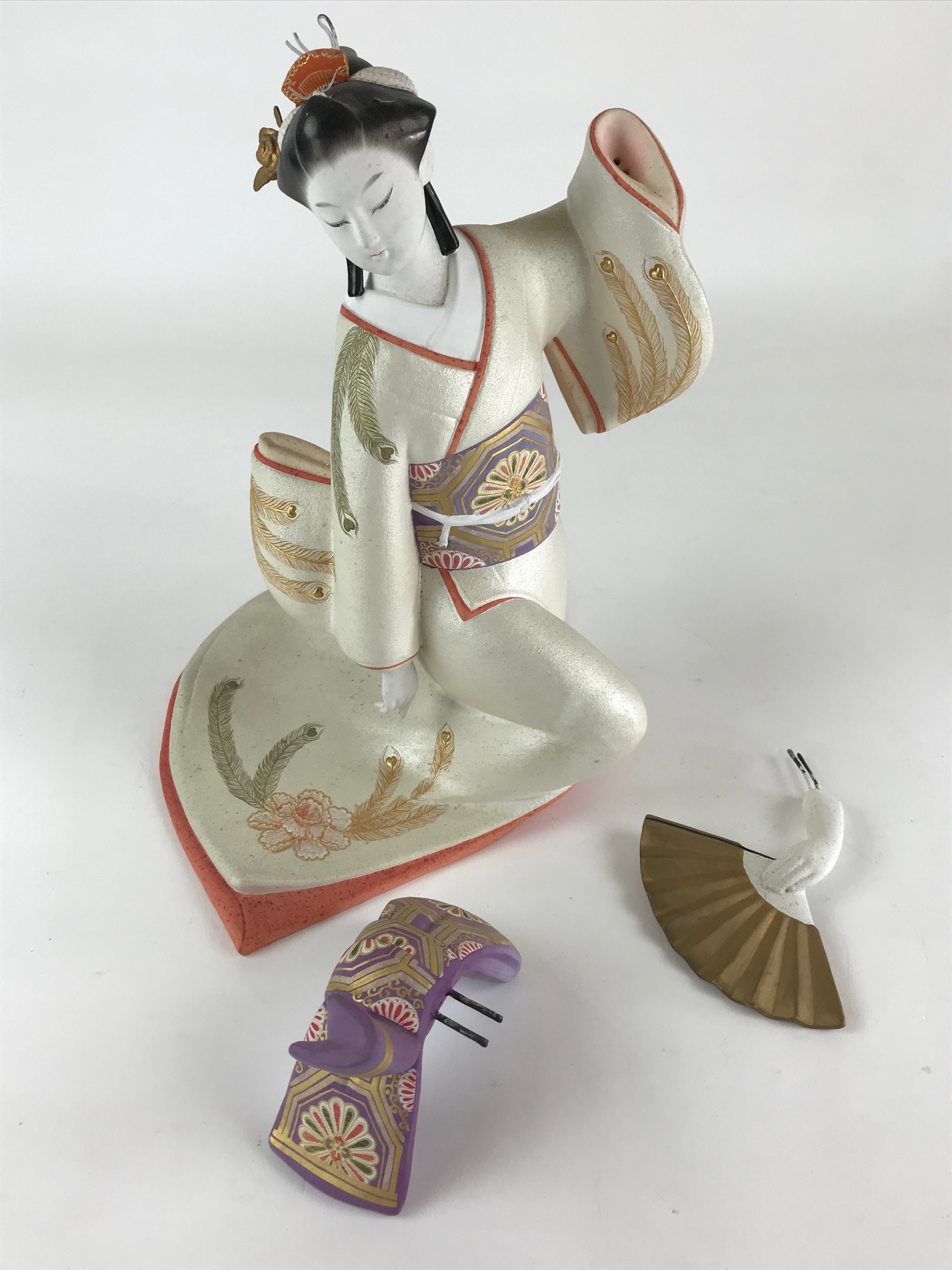 Japanese Ceramic Geisha Doll Vtg Sofuren Akiko Traditional Handicraft White BD87