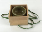 Japanese Ceramic Green Tea Bowl Vtg Chawan Boxed Pottery Ash Glaze Haiyu PX663