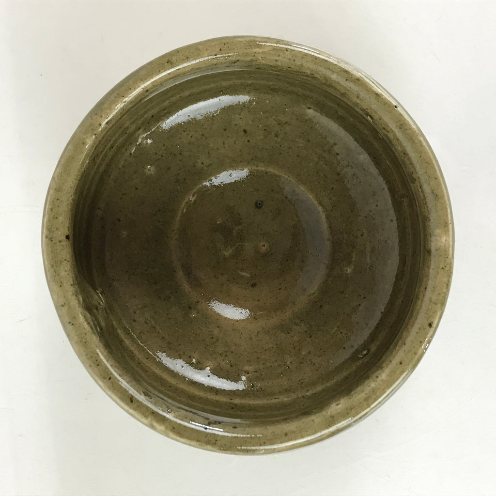 Japanese Ceramic Green Tea Bowl Vtg Chawan Boxed Pottery Ash Glaze Haiyu PX663