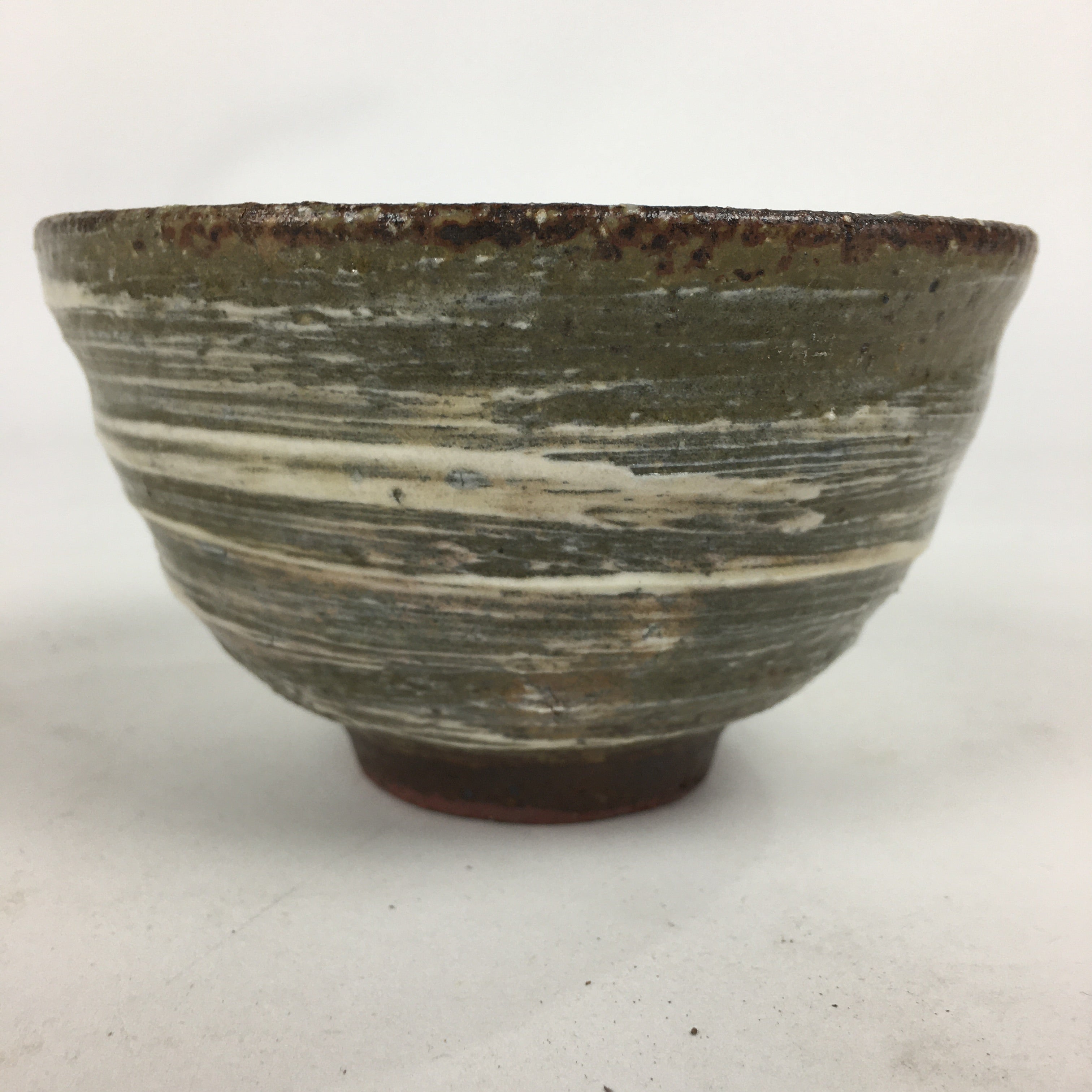 Japanese Ceramic Green Tea Bowl Vtg Chawan Boxed Pottery Tea Ceremony PX575