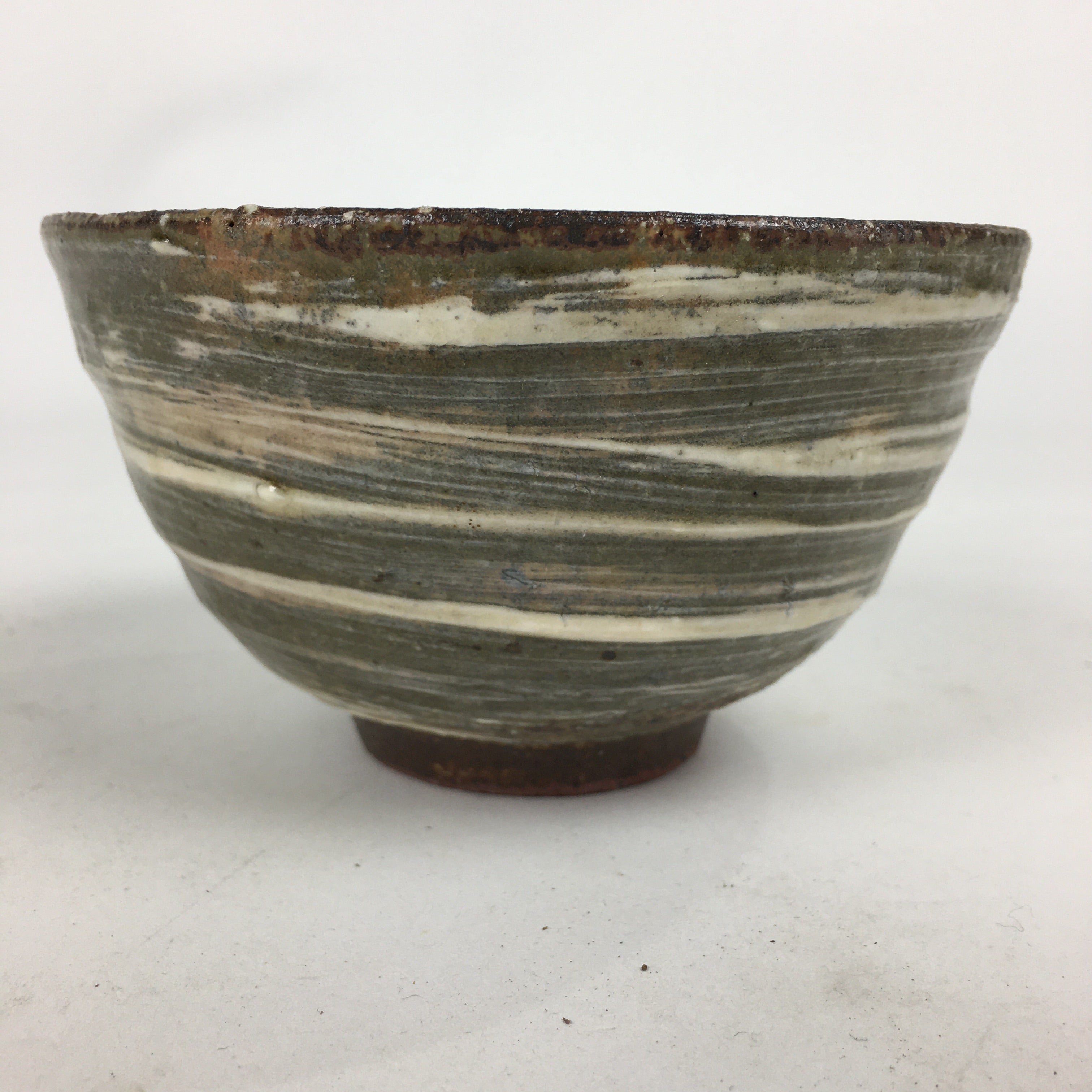 Japanese Ceramic Green Tea Bowl Vtg Chawan Boxed Pottery Tea Ceremony PX575