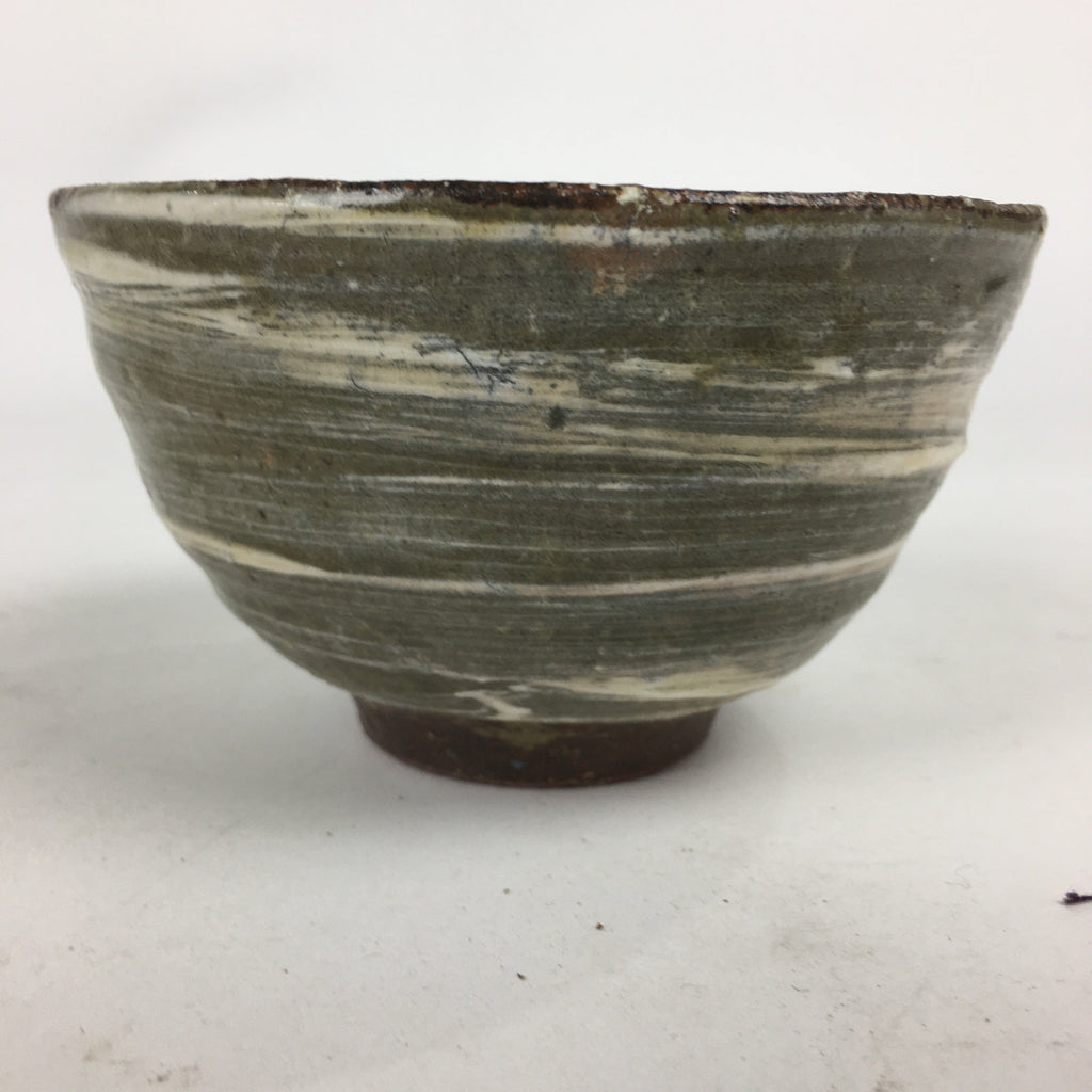 Japanese Ceramic Green Tea Bowl Vtg Chawan Boxed Pottery Tea Ceremony PX575