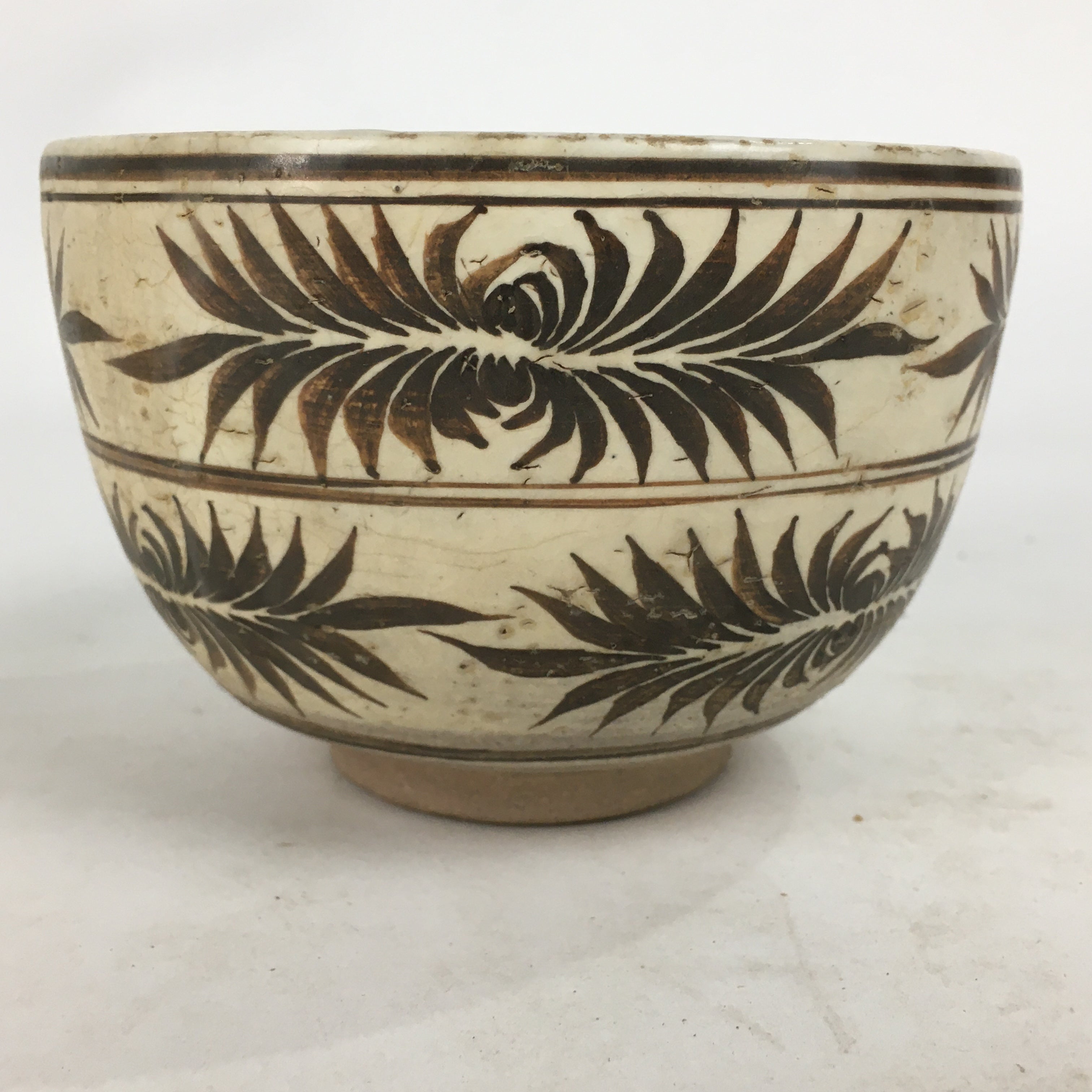 Japanese Ceramic Green Tea Bowl Vtg Chawan Boxed Pottery Tea Ceremony PX582