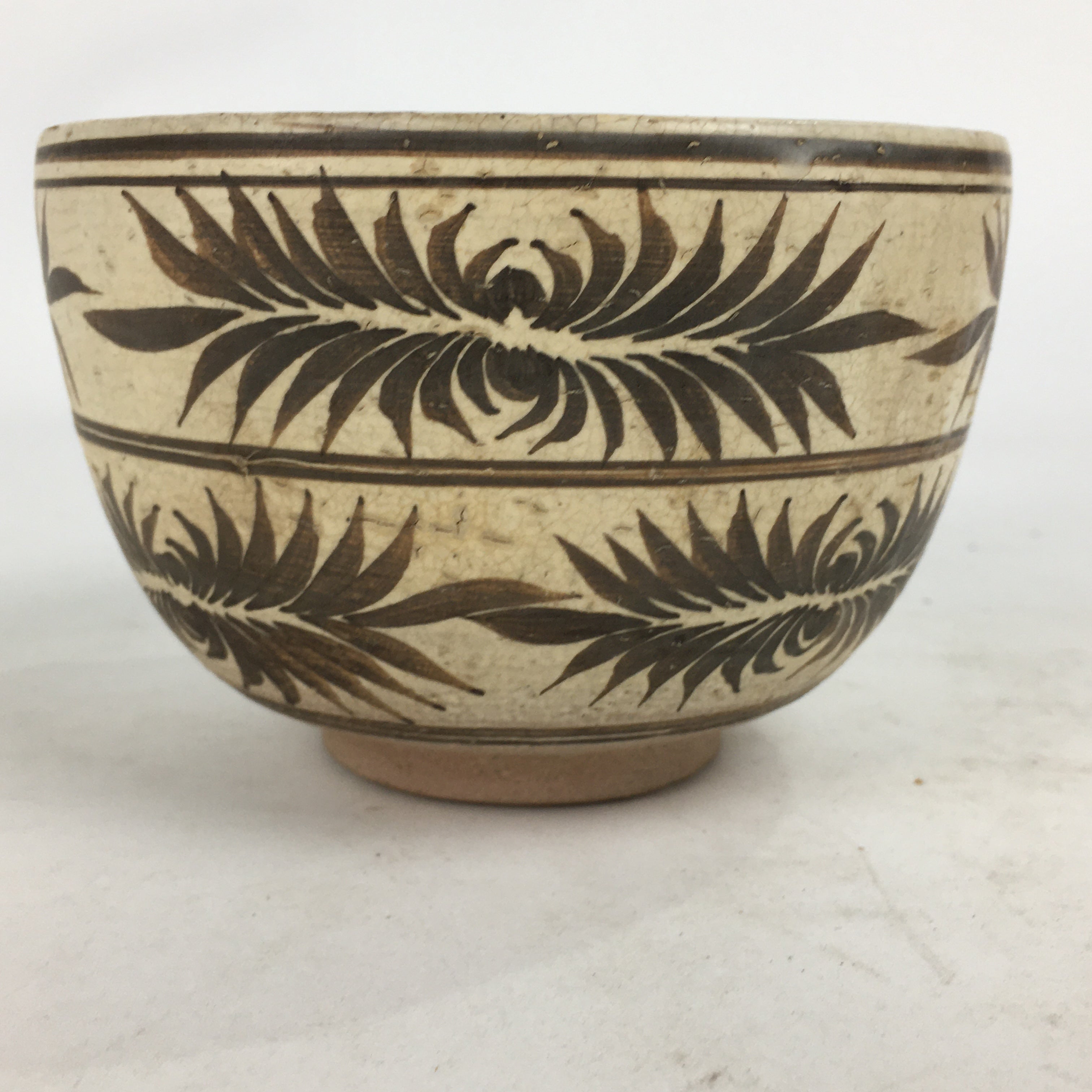 Japanese Ceramic Green Tea Bowl Vtg Chawan Boxed Pottery Tea Ceremony PX582