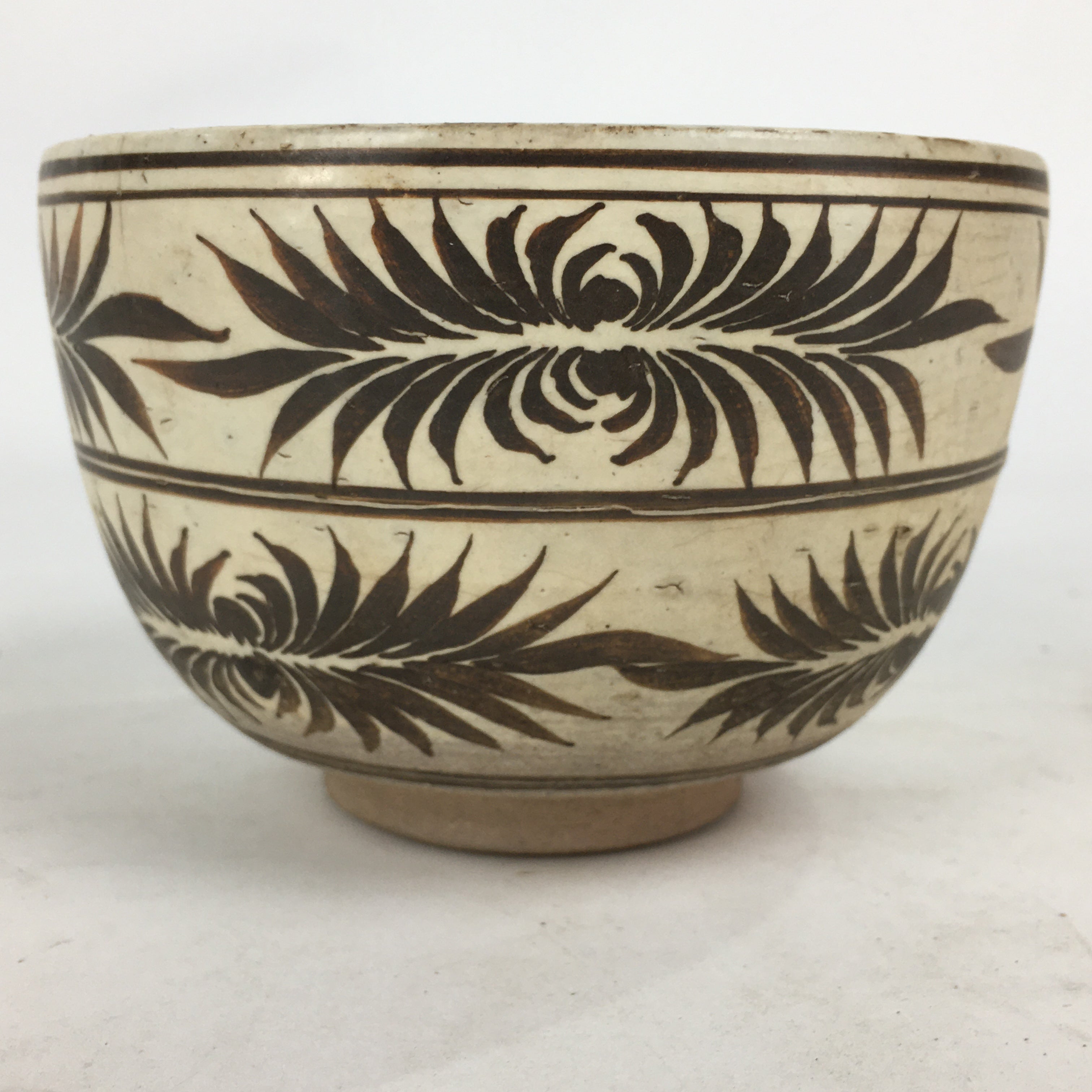 Japanese Ceramic Green Tea Bowl Vtg Chawan Boxed Pottery Tea Ceremony PX582