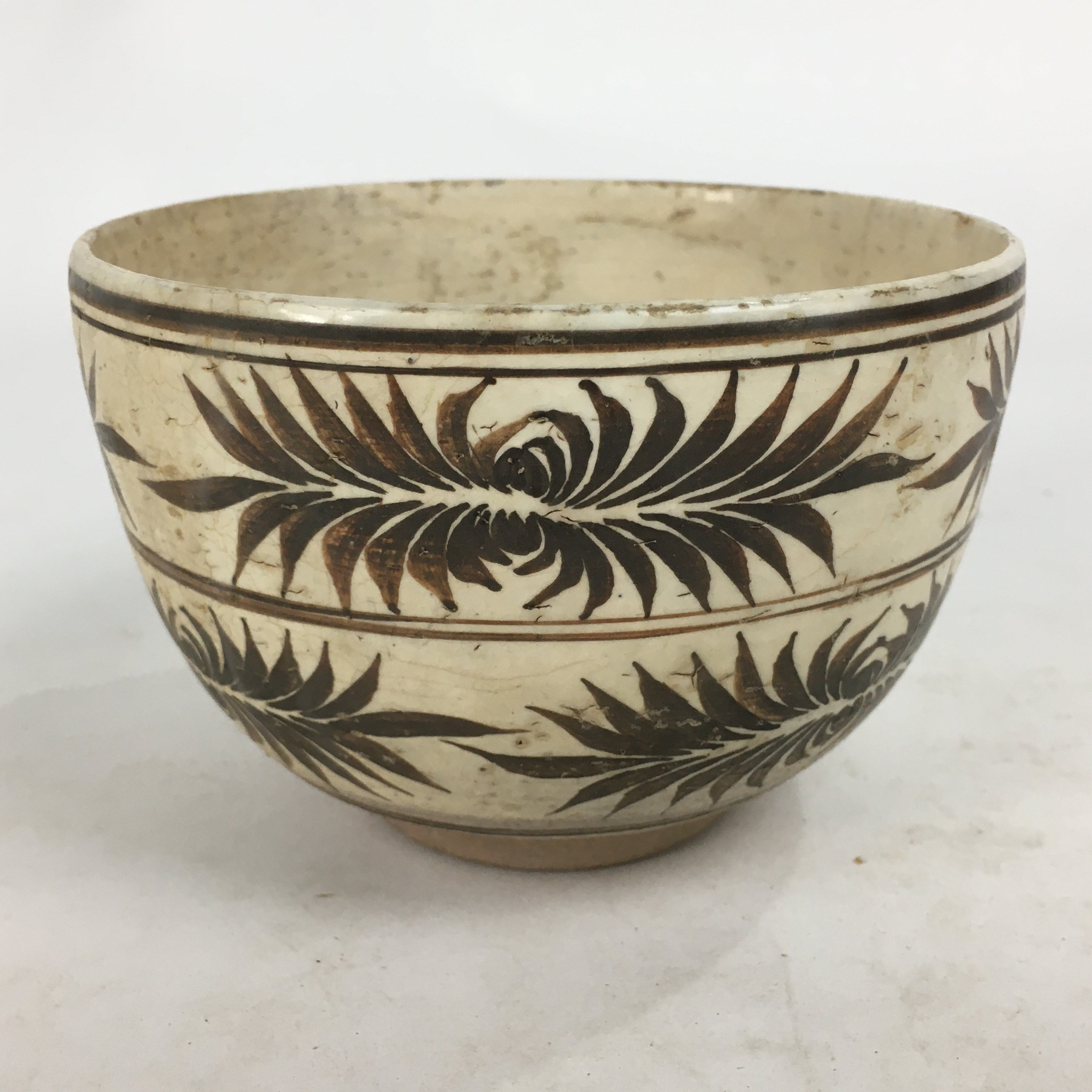 Japanese Ceramic Green Tea Bowl Vtg Chawan Boxed Pottery Tea Ceremony PX582