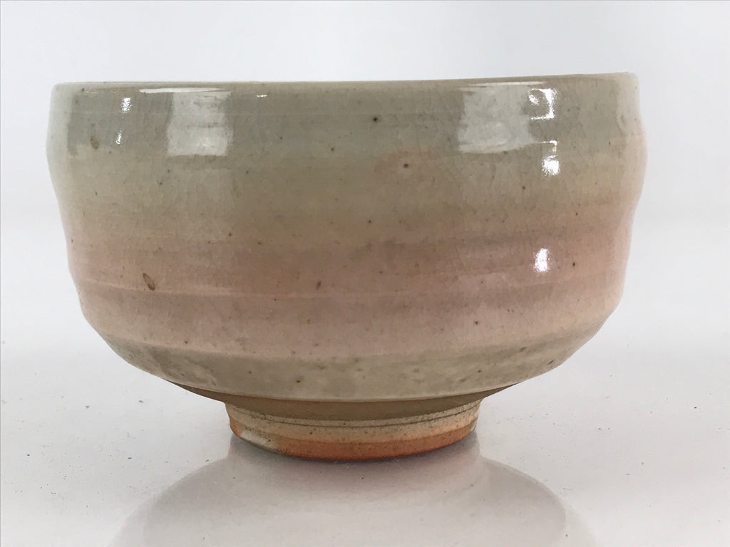 Japanese Ceramic Green Tea Bowl Vtg Chawan Tea Ceremony Matcha White GTB961