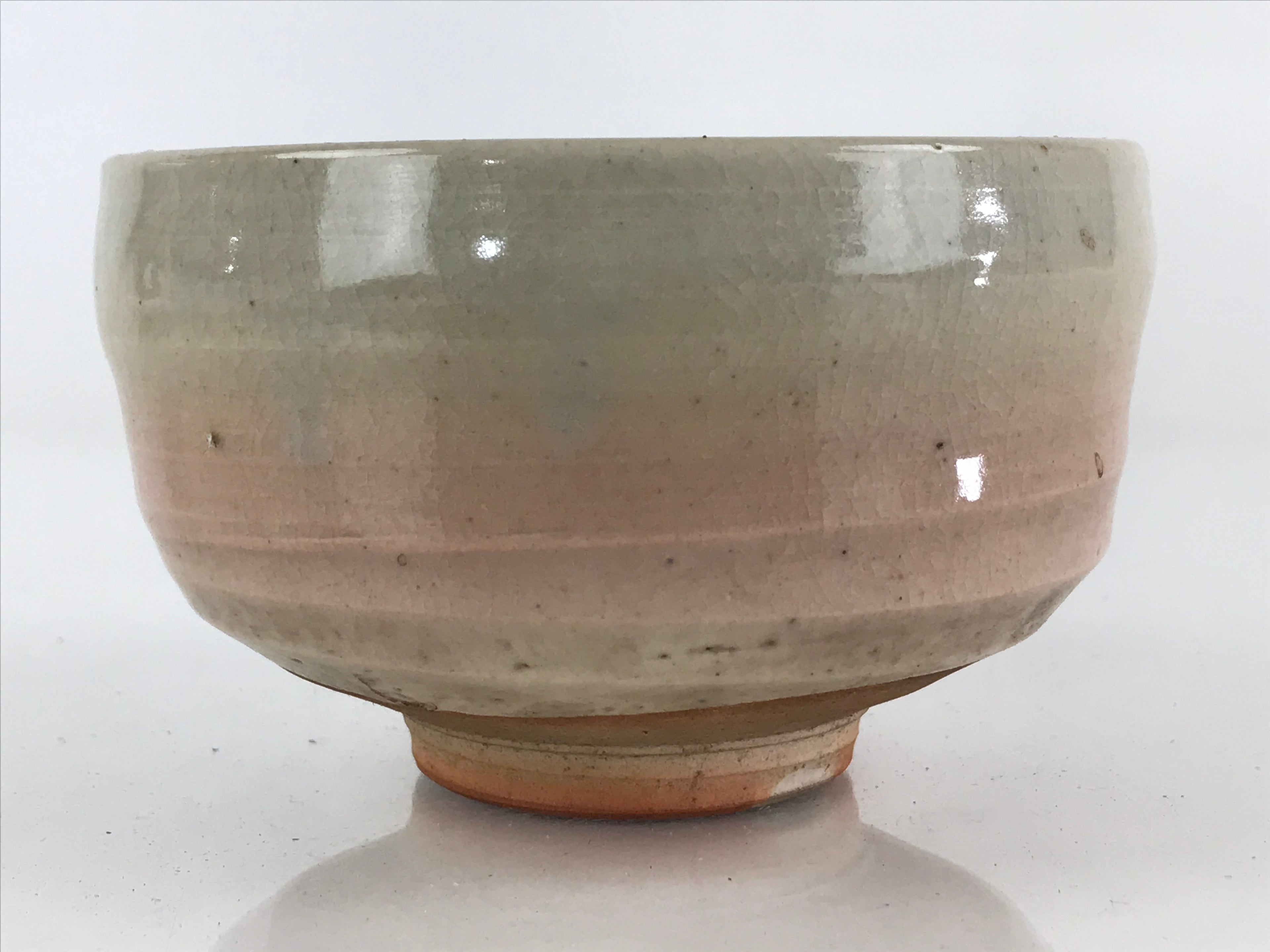 Japanese Ceramic Green Tea Bowl Vtg Chawan Tea Ceremony Matcha White GTB961