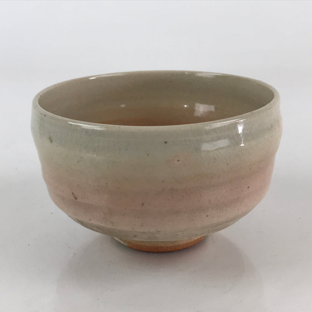 Japanese Ceramic Green Tea Bowl Vtg Chawan Tea Ceremony Matcha White GTB961