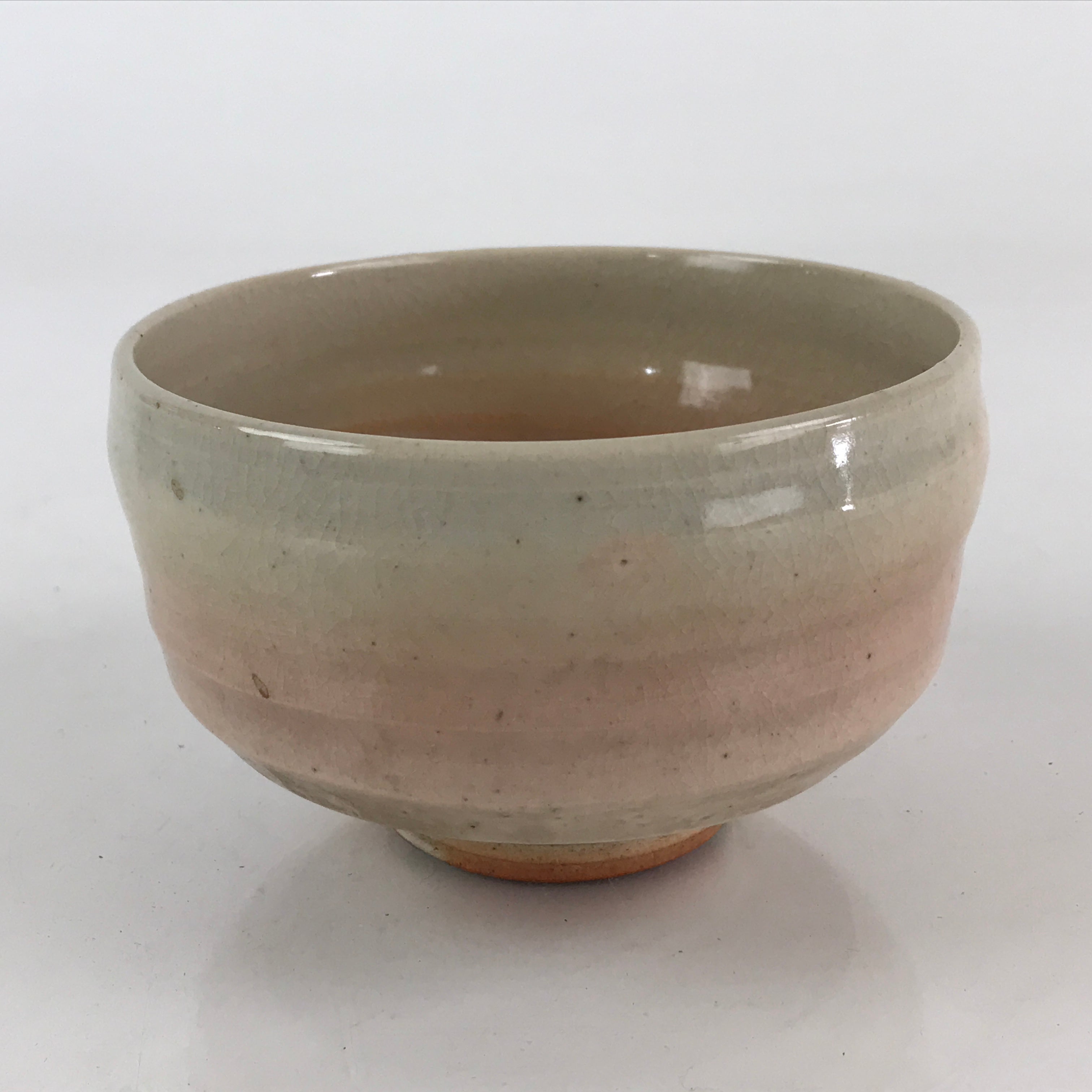 Japanese Ceramic Green Tea Bowl Vtg Chawan Tea Ceremony Matcha White GTB961