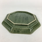 Japanese Ceramic Green glaze Plate Vtg Octagon Shape Sara Plants PP906