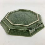 Japanese Ceramic Green glaze Plate Vtg Octagon Shape Sara Plants PP906