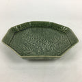 Japanese Ceramic Green glaze Plate Vtg Octagon Shape Sara Plants PP906