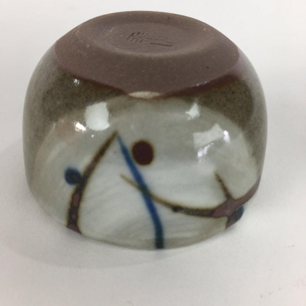 Japanese Ceramic Hagi Ware Sake Cup Vtg Guinomi Grey White Pottery GU974