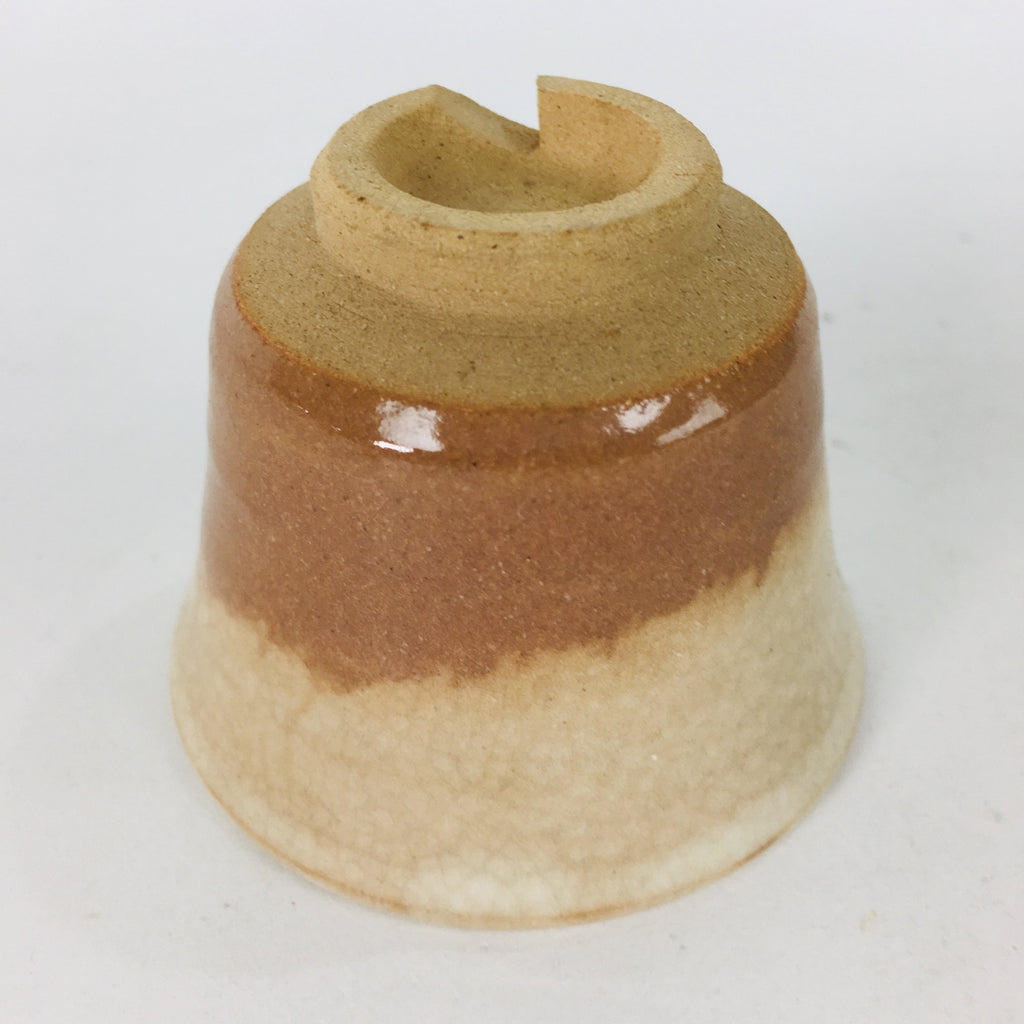 Japanese Ceramic Hagi Ware Sake Cup Vtg Guinomi Ochoko Brown White GU914