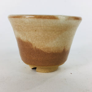 Japanese Ceramic Hagi Ware Sake Cup Vtg Guinomi Ochoko Brown White GU914