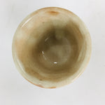 Japanese Ceramic Hagi Ware Sake Cup Vtg Guinomi Ochoko Brown White GU914