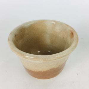 Japanese Ceramic Hagi Ware Sake Cup Vtg Guinomi Ochoko Brown White GU914