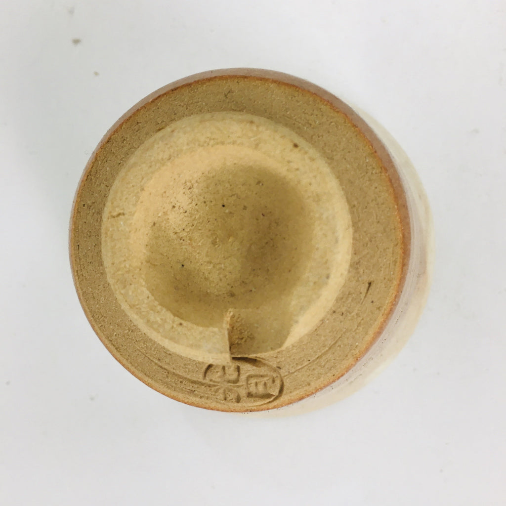 Japanese Ceramic Hagi Ware Sake Cup Vtg Guinomi Ochoko Brown White GU914