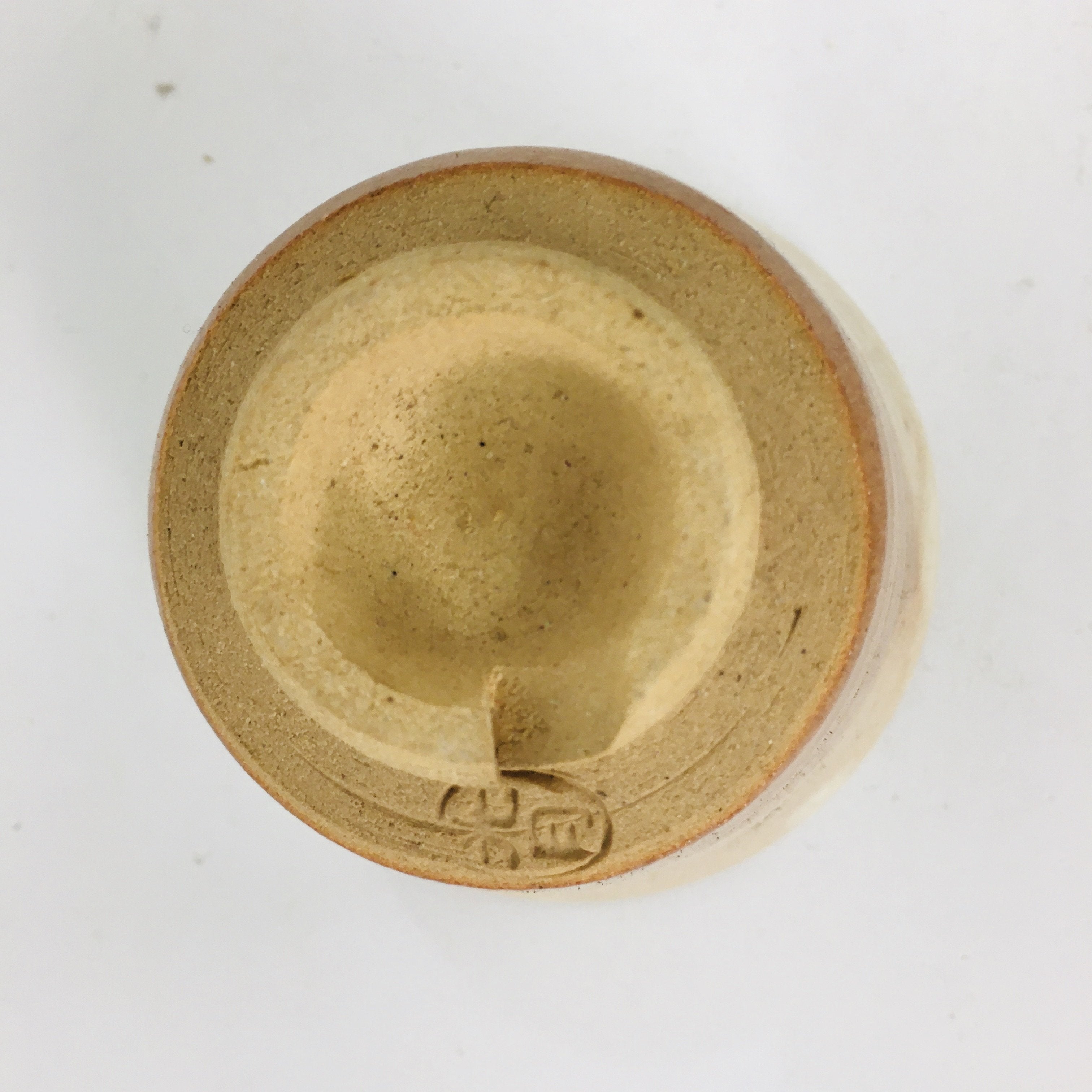 Japanese Ceramic Hagi Ware Sake Cup Vtg Guinomi Ochoko Brown White GU914