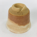 Japanese Ceramic Hagi Ware Sake Cup Vtg Guinomi Ochoko Brown White GU914