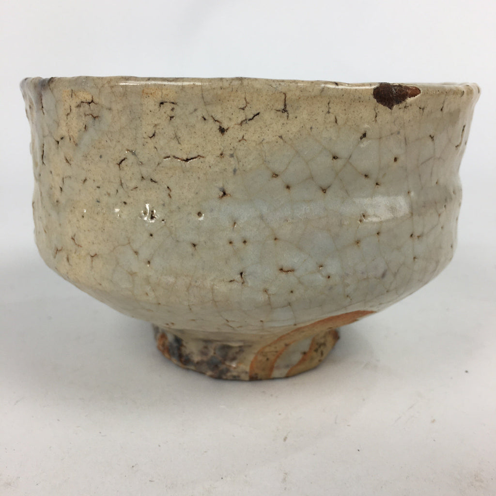 Japanese Ceramic Hagi Ware Tea Ceremony Green Tea Bowl Vtg White Chawan GTB833