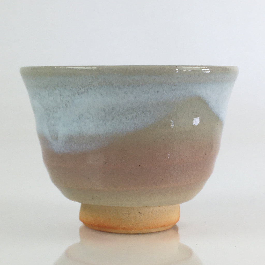 Japanese Ceramic Hagi Ware Teacup Yunomi Vtg White Glaze Sencha TC314