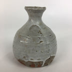 Japanese Ceramic Hagi Were Sake Bottle Vtg Pottery White Glaze Red Clay Tokkuri