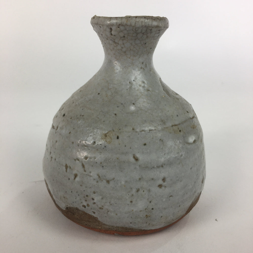Japanese Ceramic Hagi Were Sake Bottle Vtg Pottery White Glaze Red Clay Tokkuri
