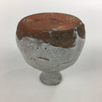 Japanese Ceramic Hagi Were Sake Bottle Vtg Pottery White Glaze Red Clay Tokkuri