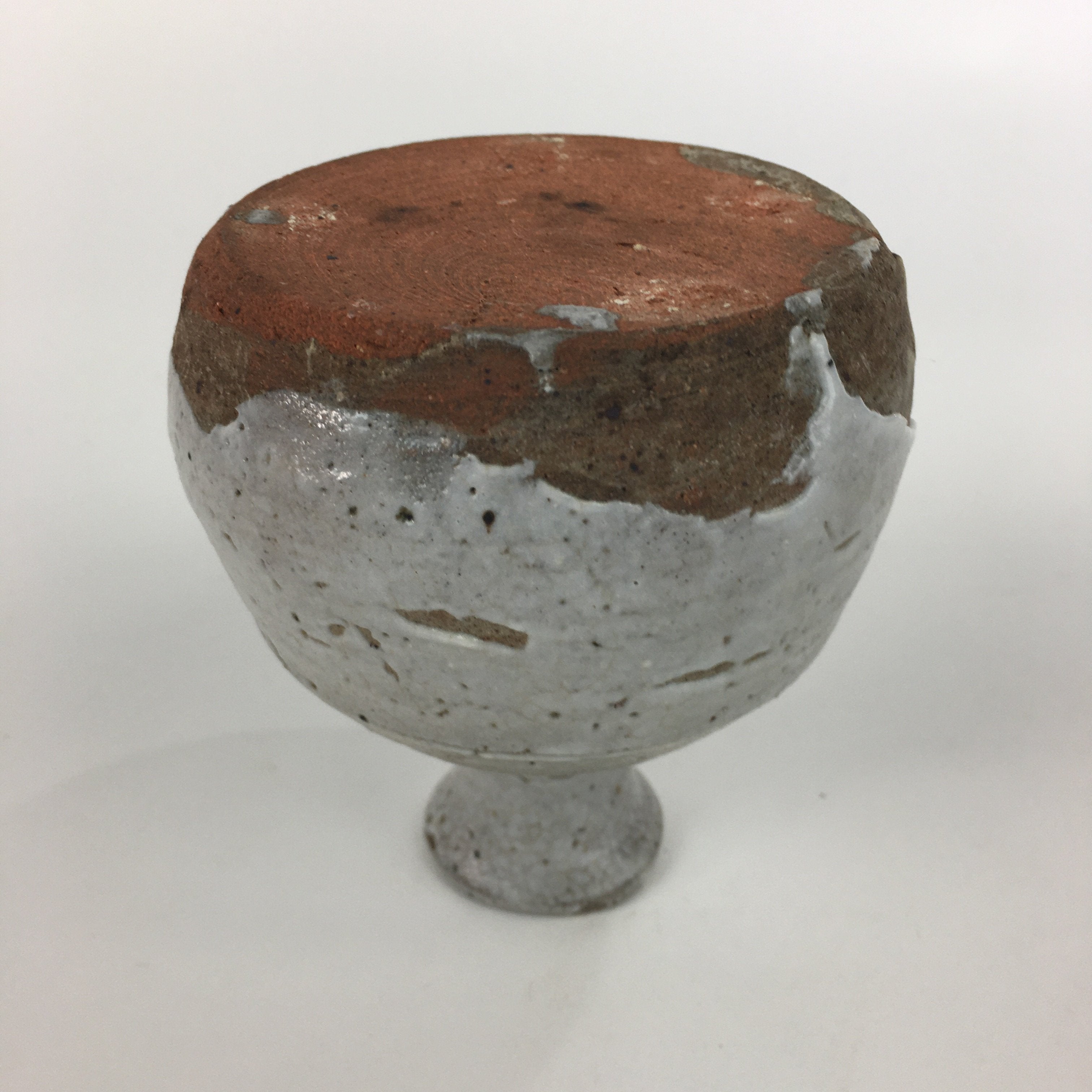 Japanese Ceramic Hagi Were Sake Bottle Vtg Pottery White Glaze Red Clay Tokkuri